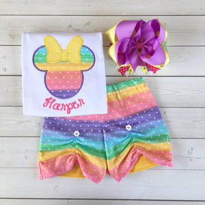 Rainbow Sherbet Mouse Peek-a-Boo Shortie Set