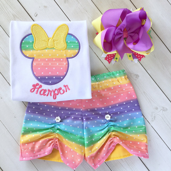 Rainbow Sherbet Mouse Peek-a-Boo Shortie Set