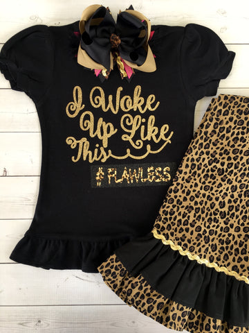 Woke Up Flawless Glitter Double Ruffle Pant "Only"